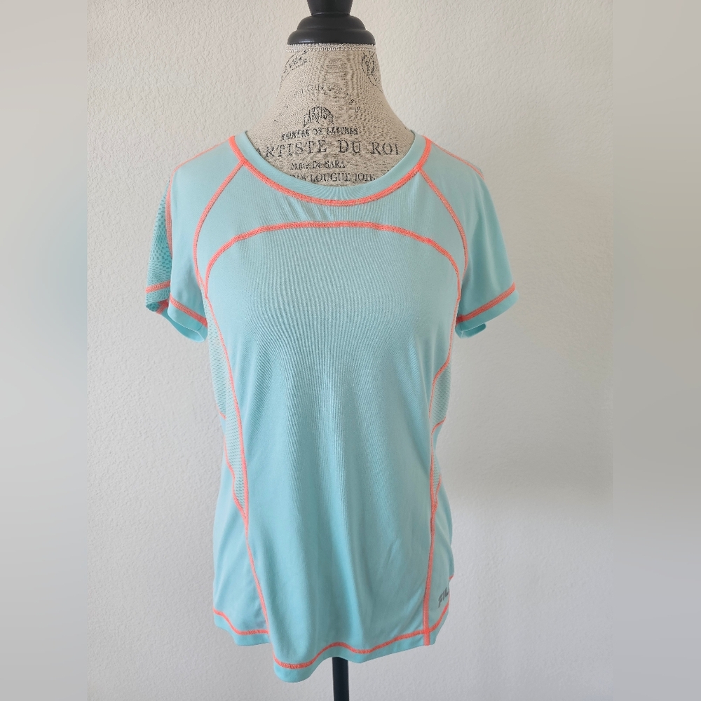 Fila Sport Running Women’s Performance Tee – Mint Green & Coral Orange – Size L
